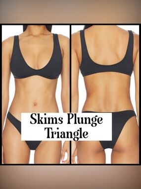 Skims Signature Swim Plunge Triangle Top Bikini Onyx